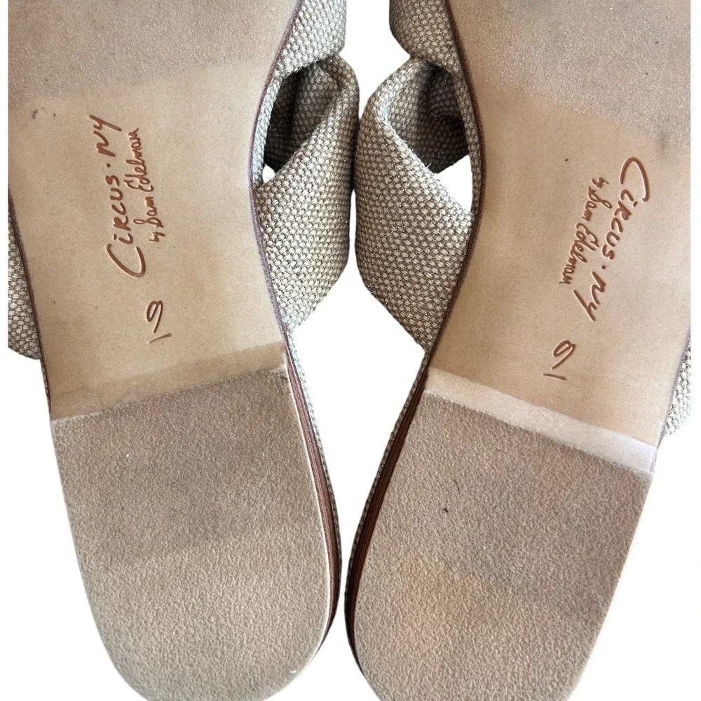 Circus NY by Sam Edelman‎ Womens 9 Beige Woven Double Knot Slide Flat Sandals